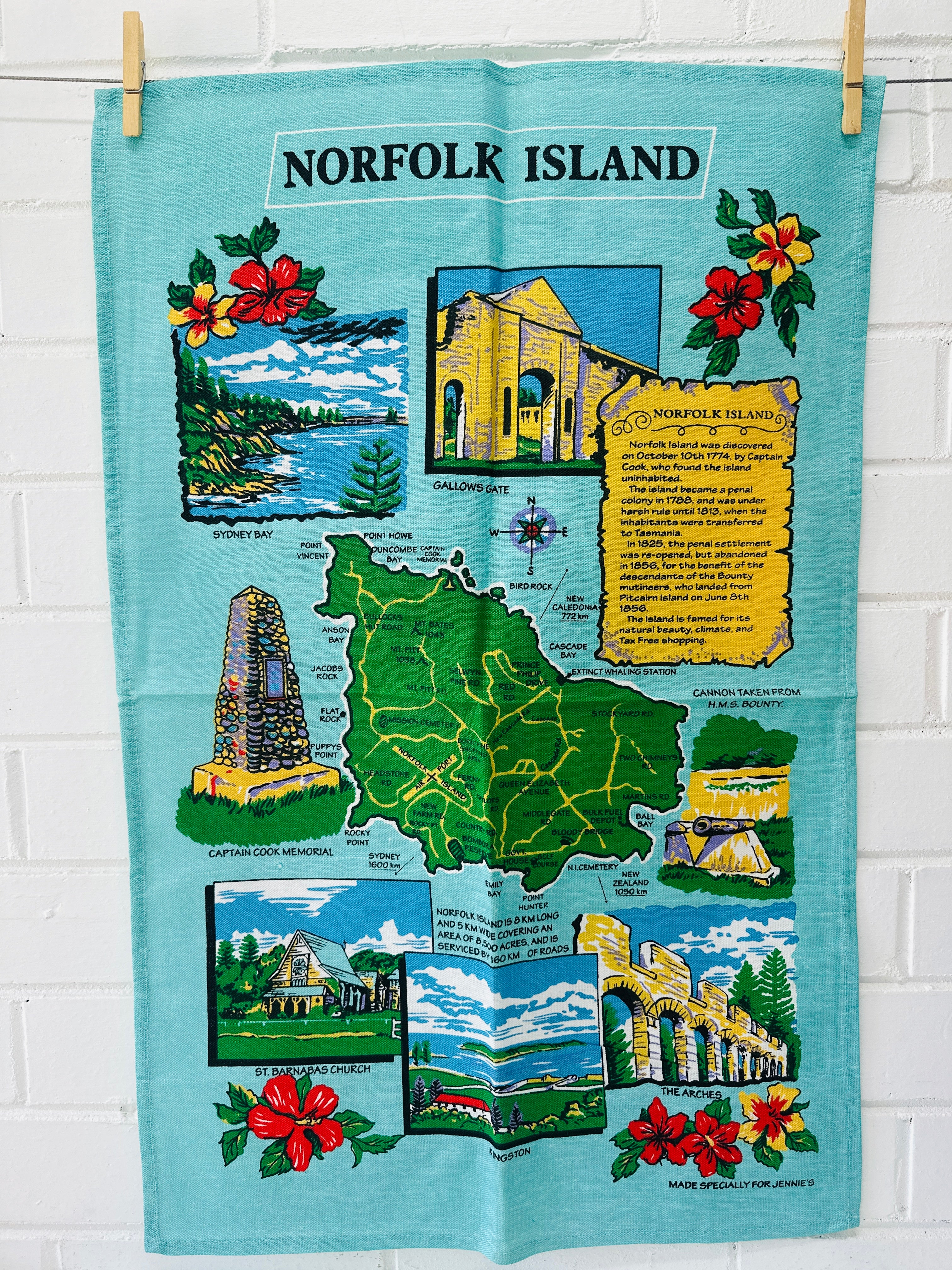 NORFOLK ISLAND VIntage Tea Towel UNUSED