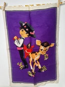 Vintage Dummoy Irish Linen Tea Towel | Purple Girl & Calf