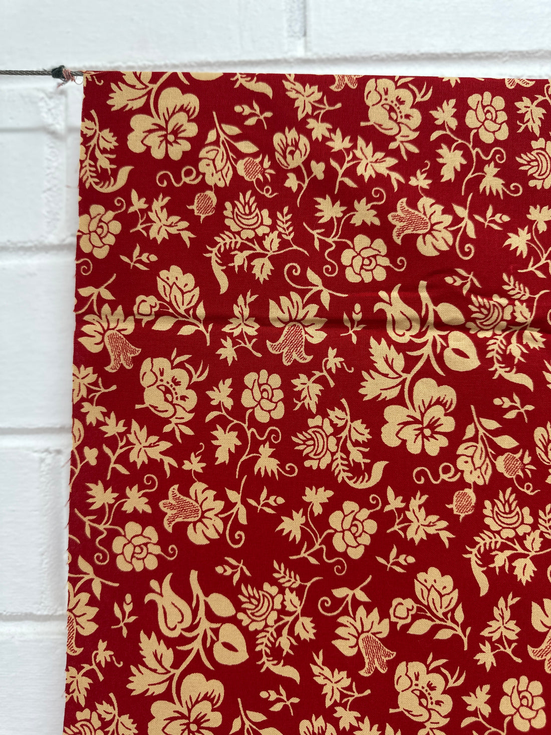 100cms Red Cotton Floral Fabric