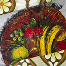 Vintage Unused Linen Tea Towel | Fruit Basket Print | Retro Kitchen | Mid Century Linen