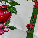 Vintage Handprinted All Linen Tea Towel | Apples & Blossom | Unused