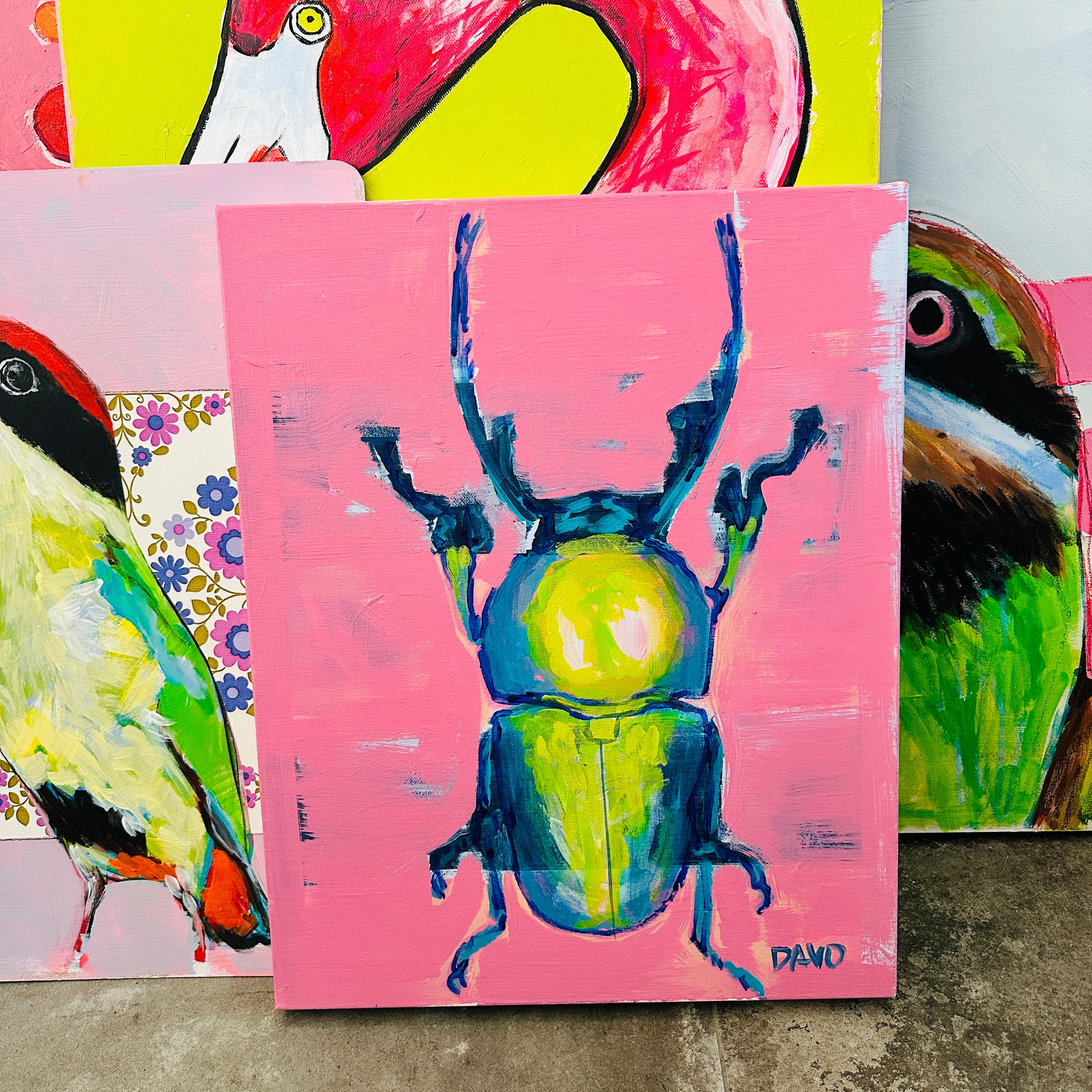 One of a KIND Original Canvas Painting BUG