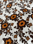 170cm Brown & Orange Retro Floral Vintage Fabric