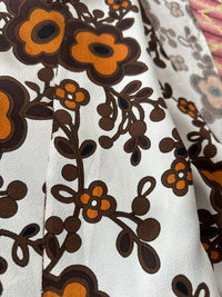 170cm Brown & Orange Retro Floral Vintage Fabric