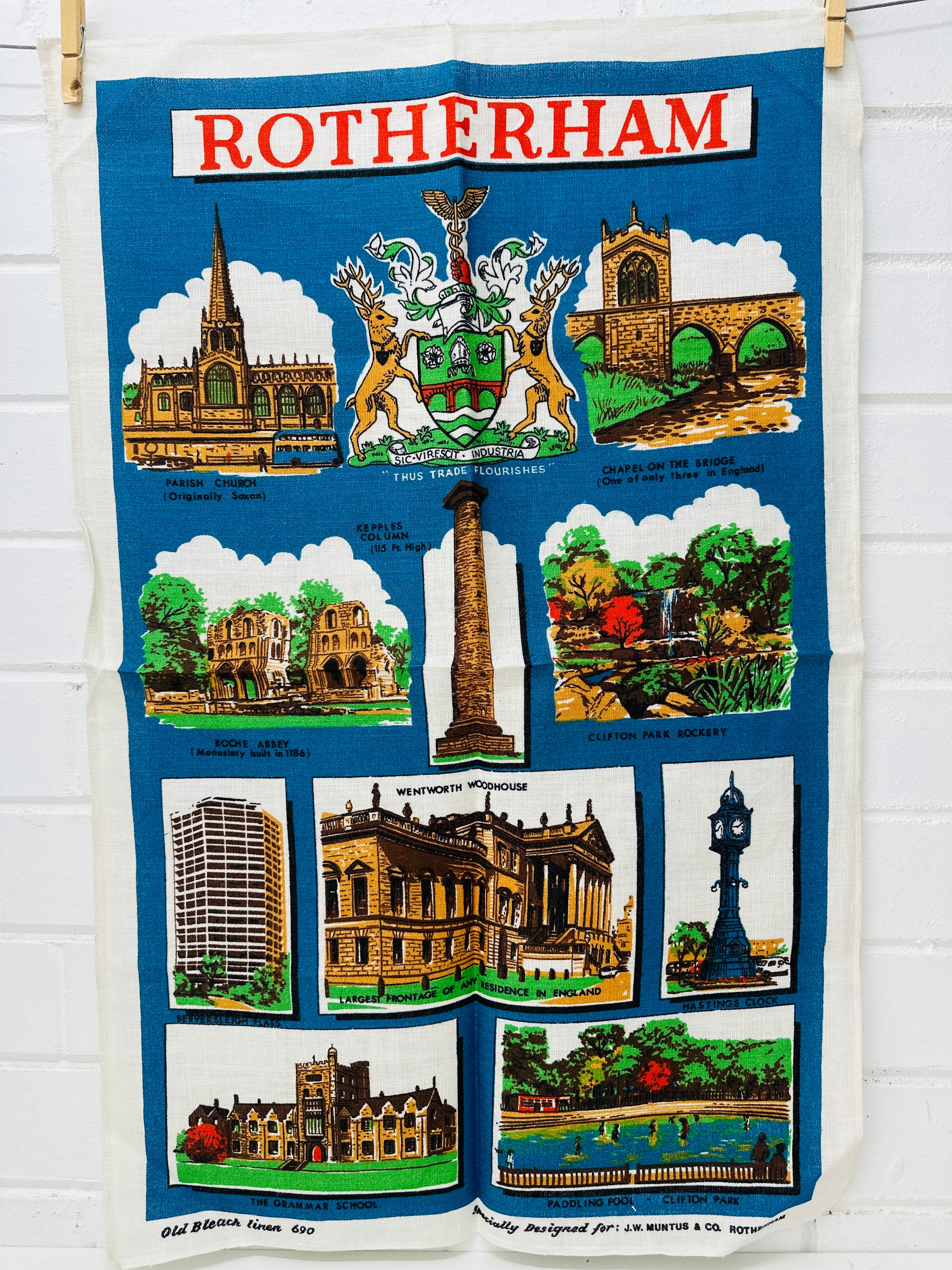 Rotherham Vintage Unused Tea Towel