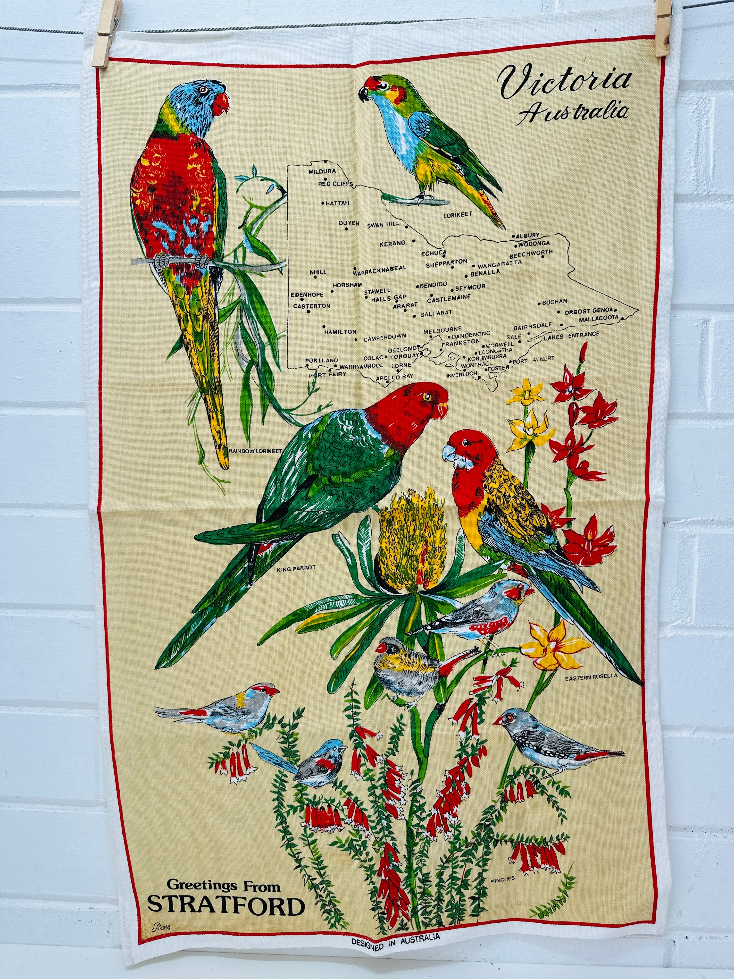 Victoria Australia Unused Tea Towel Birds