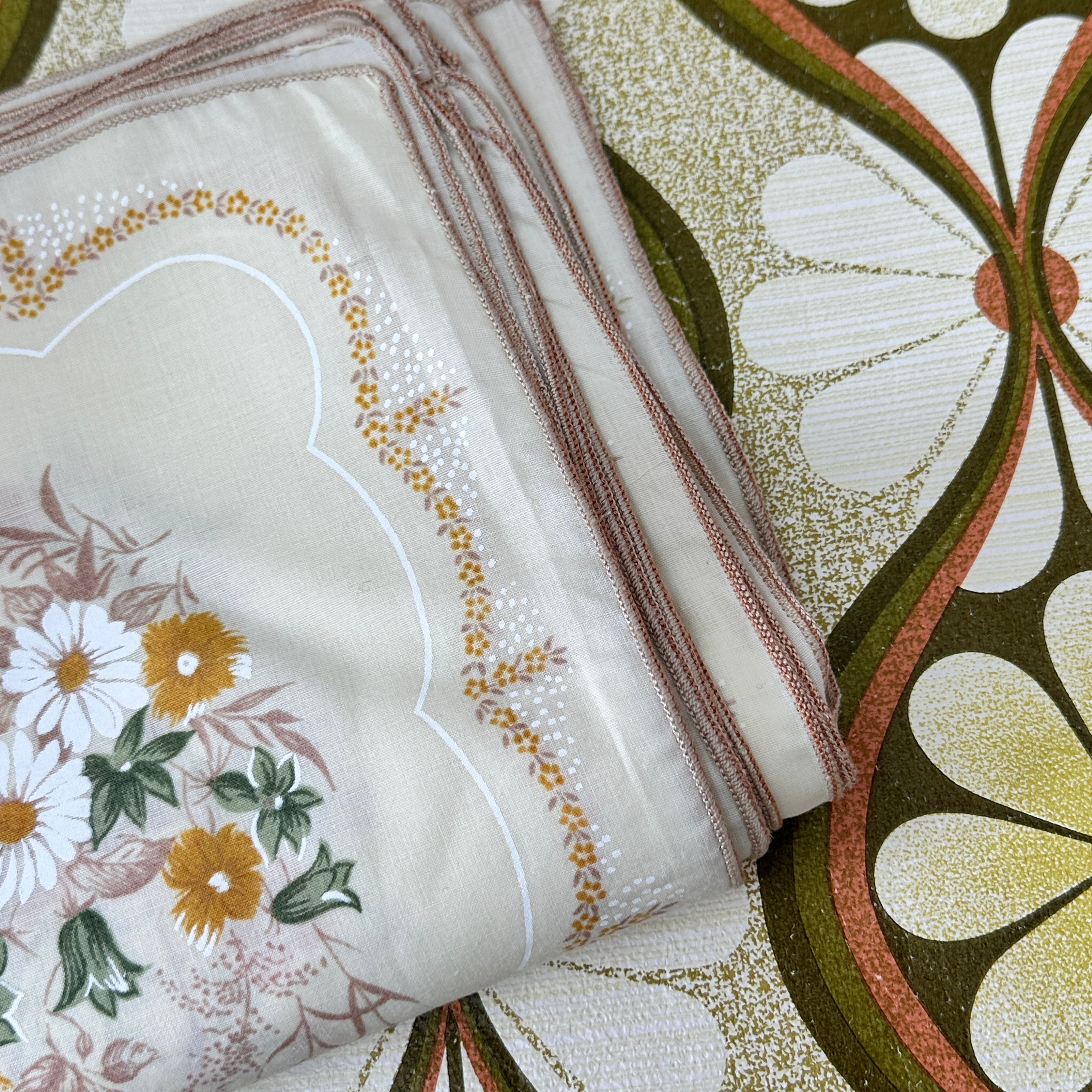 Cute Vintage Beige Floral Napkins