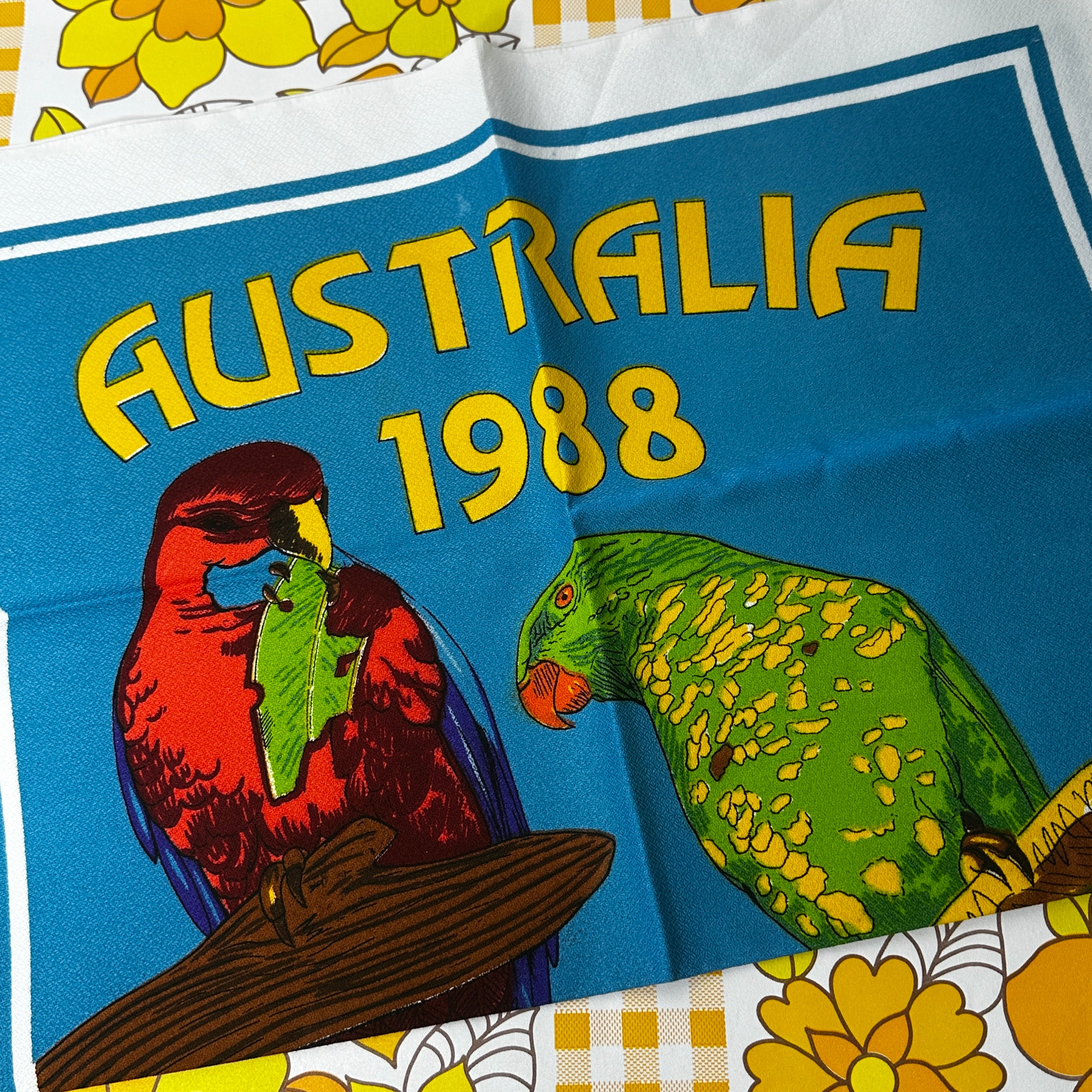 Vintage 1988 Australia Cotton Tea Towel Calendar | Parrots