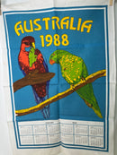 Vintage 1988 Australia Cotton Tea Towel Calendar | Parrots