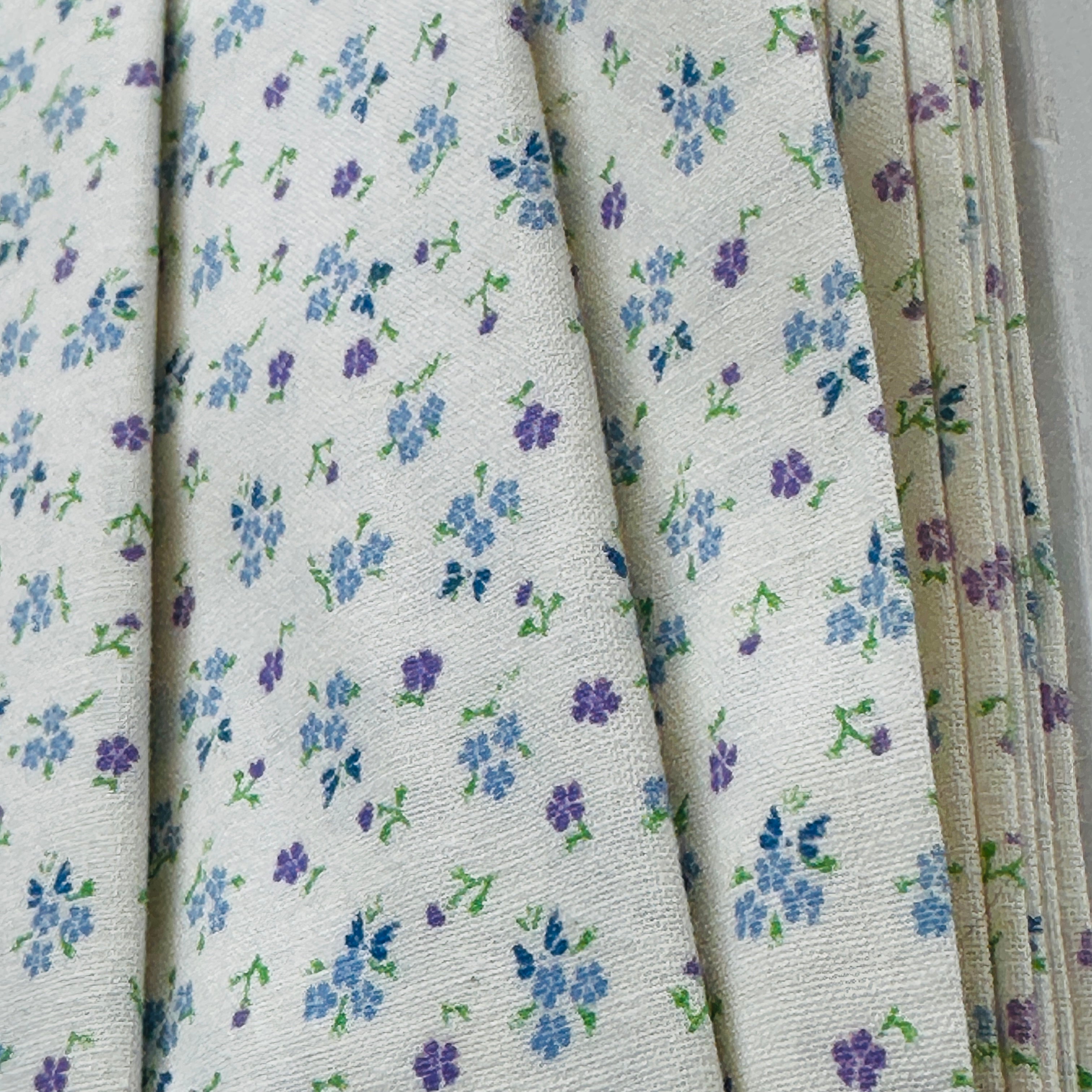 By Metre | Blue & Purple Floral Cotton Fabric | 110cm Wide