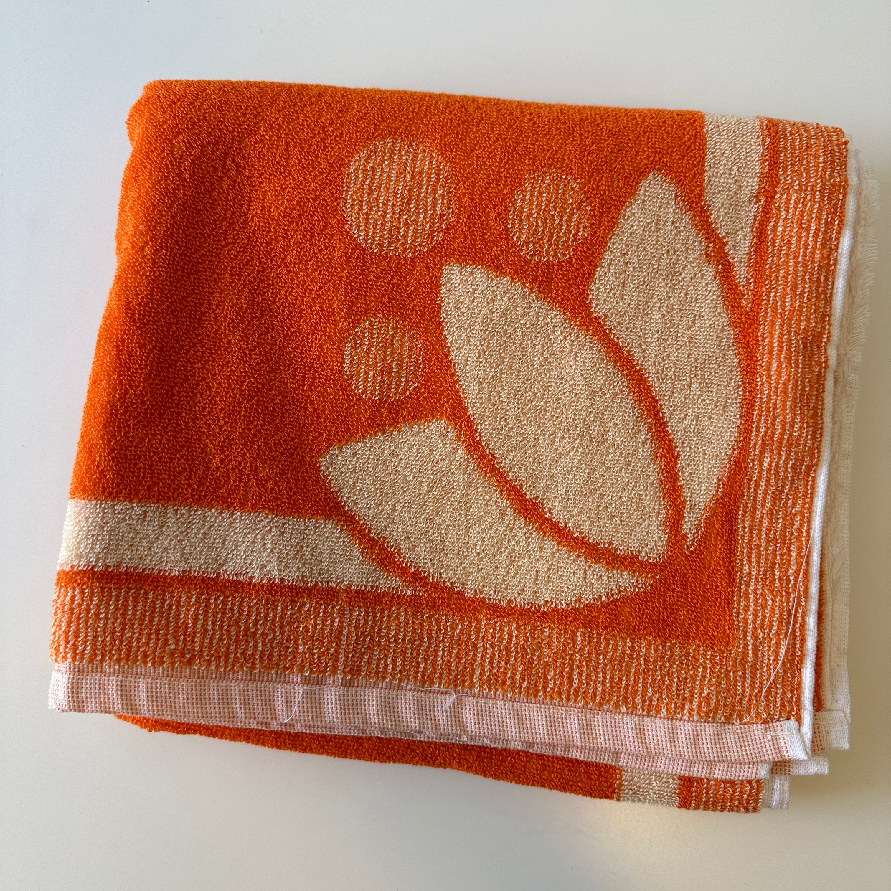 Orange Vintage NOS Cotton Bath Towel