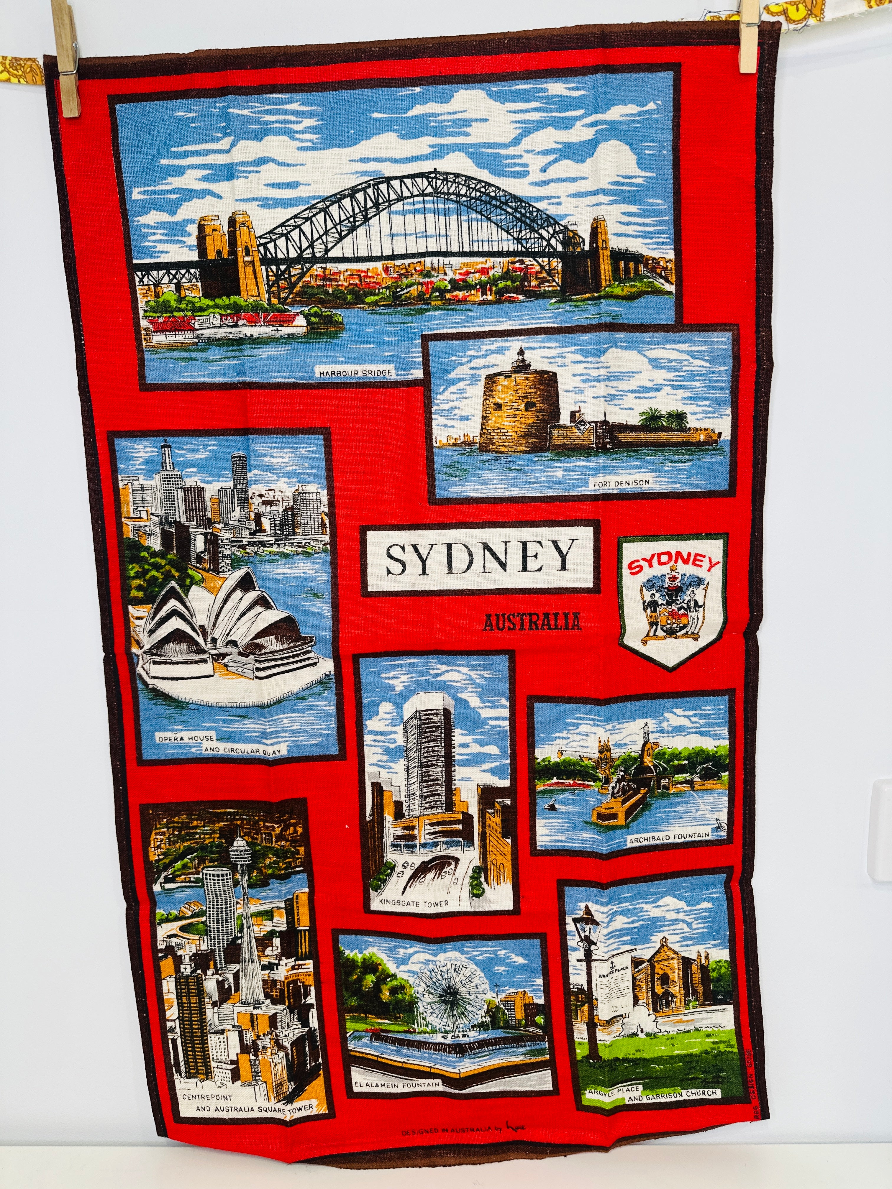 Vintage Unused Sydney Australia Linen Tea Towel
