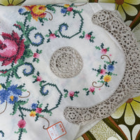 Vintage Handmade Linen Tablecloth | 250cm