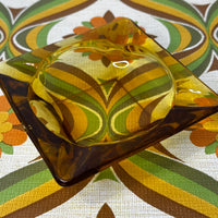 Vintage Amber Glass Ashtray | Retro | 14cm
