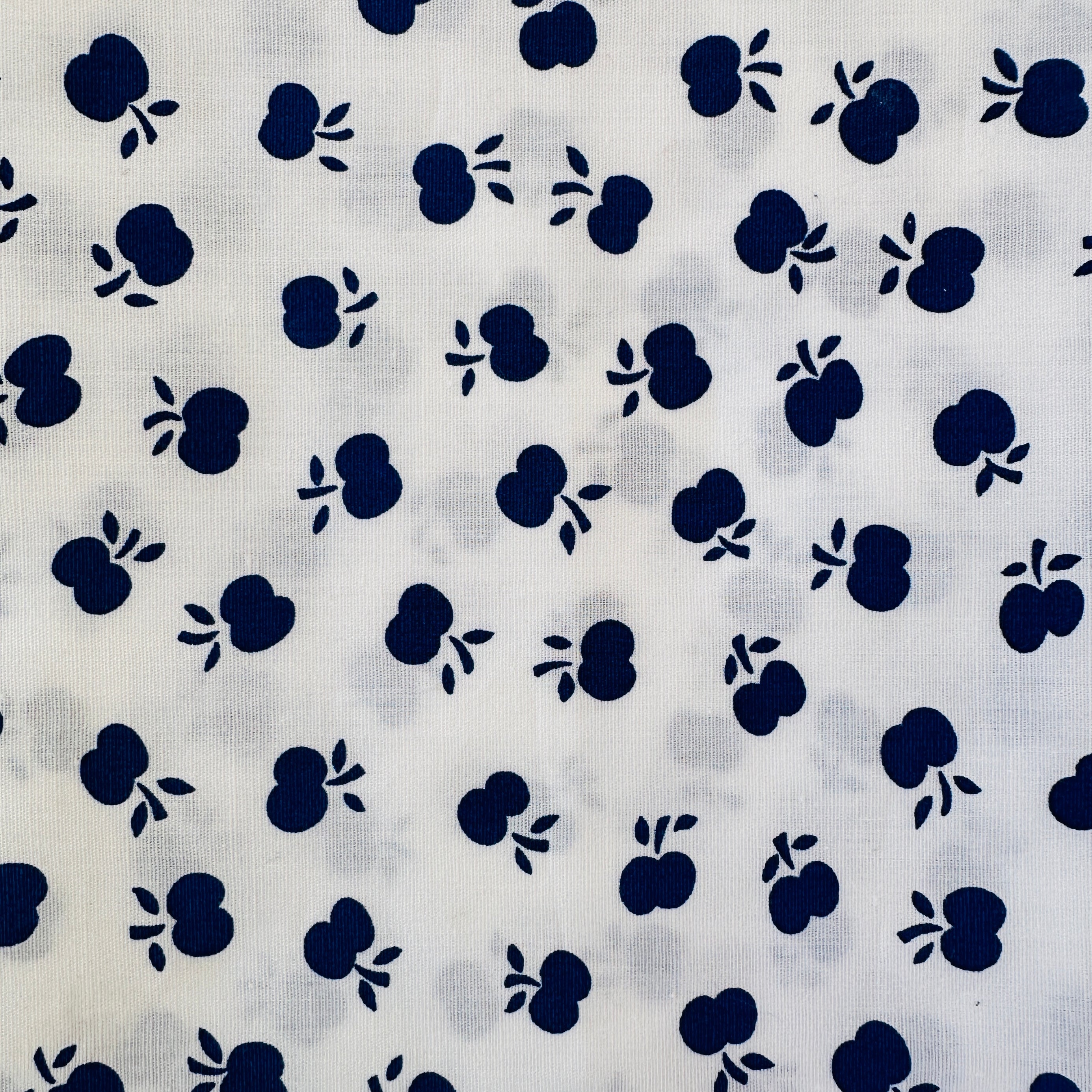 140cms Vintage Navy Apple Cotton Fabric