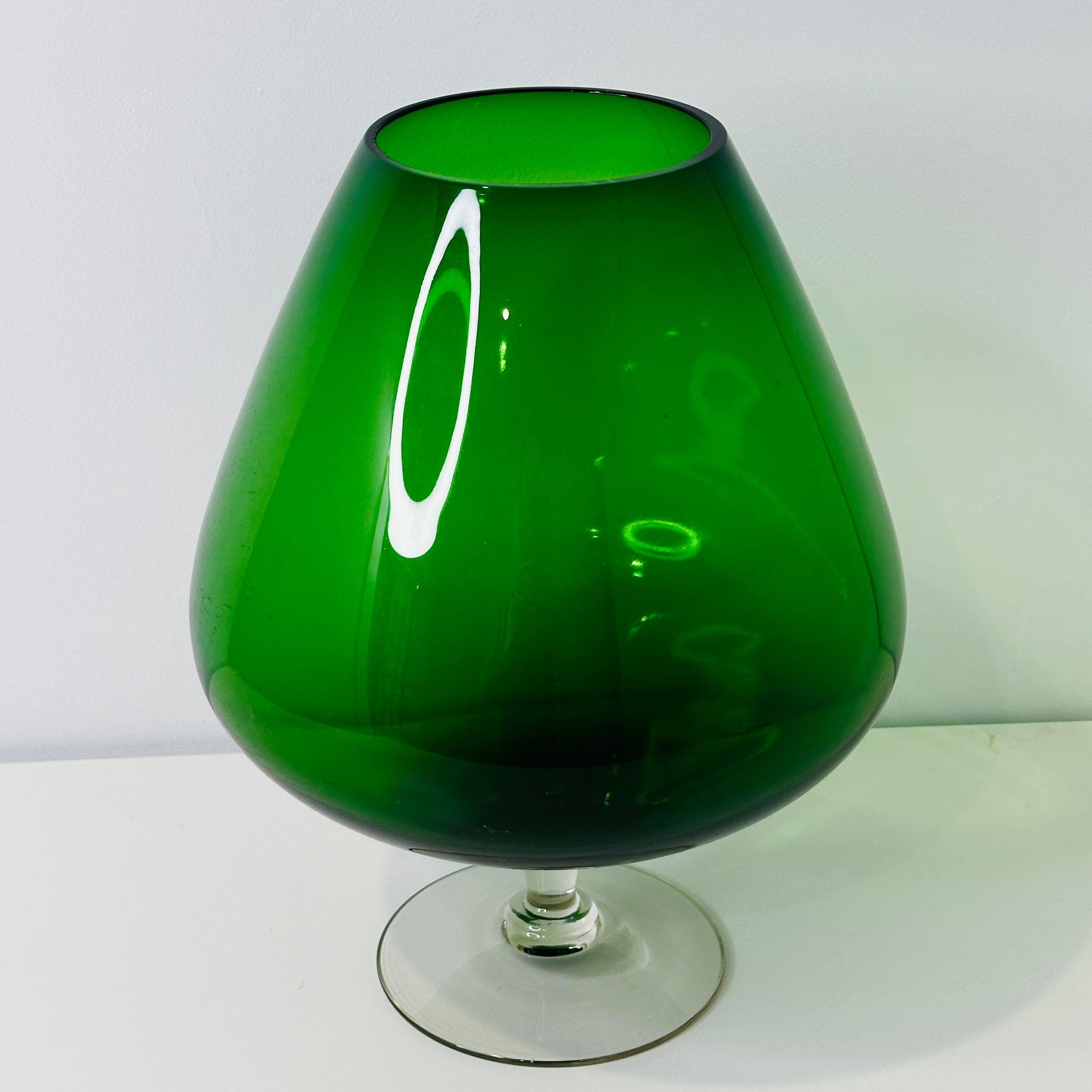 Vintage Emerald Green Glass Display Vase | 30cm