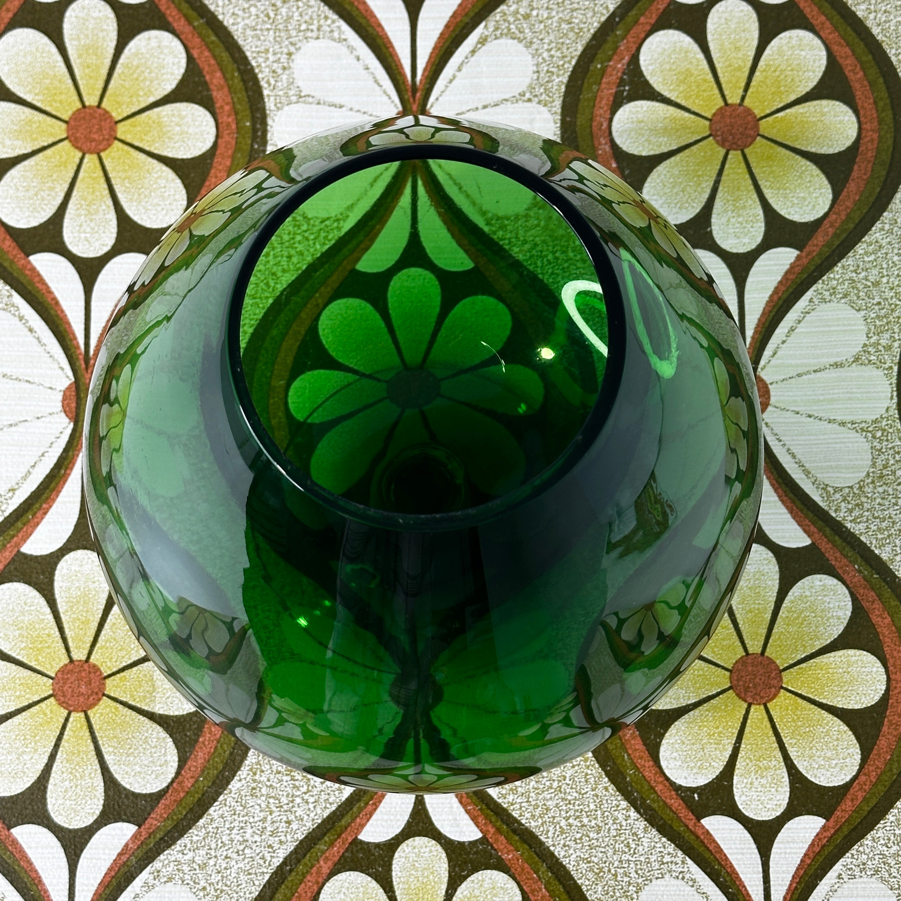Vintage Emerald Green Glass Display Vase | 30cm