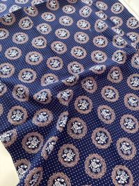 225cms Navy Blue Vintage Cotton Fabric