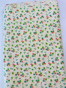 290cms Sweet Vintage Flannelette Green & Yellow Floral Fabric