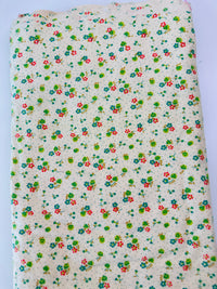 290cms Sweet Vintage Flannelette Green & Yellow Floral Fabric