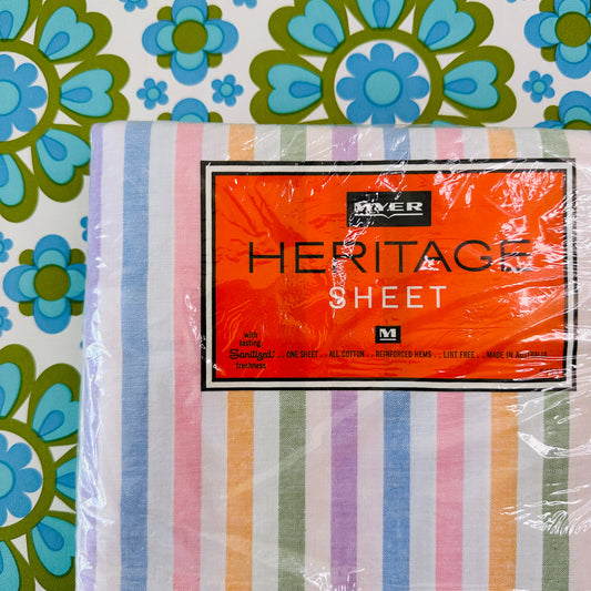 MYER Heritage Sheet One RETRO Candy Stripe COTTON