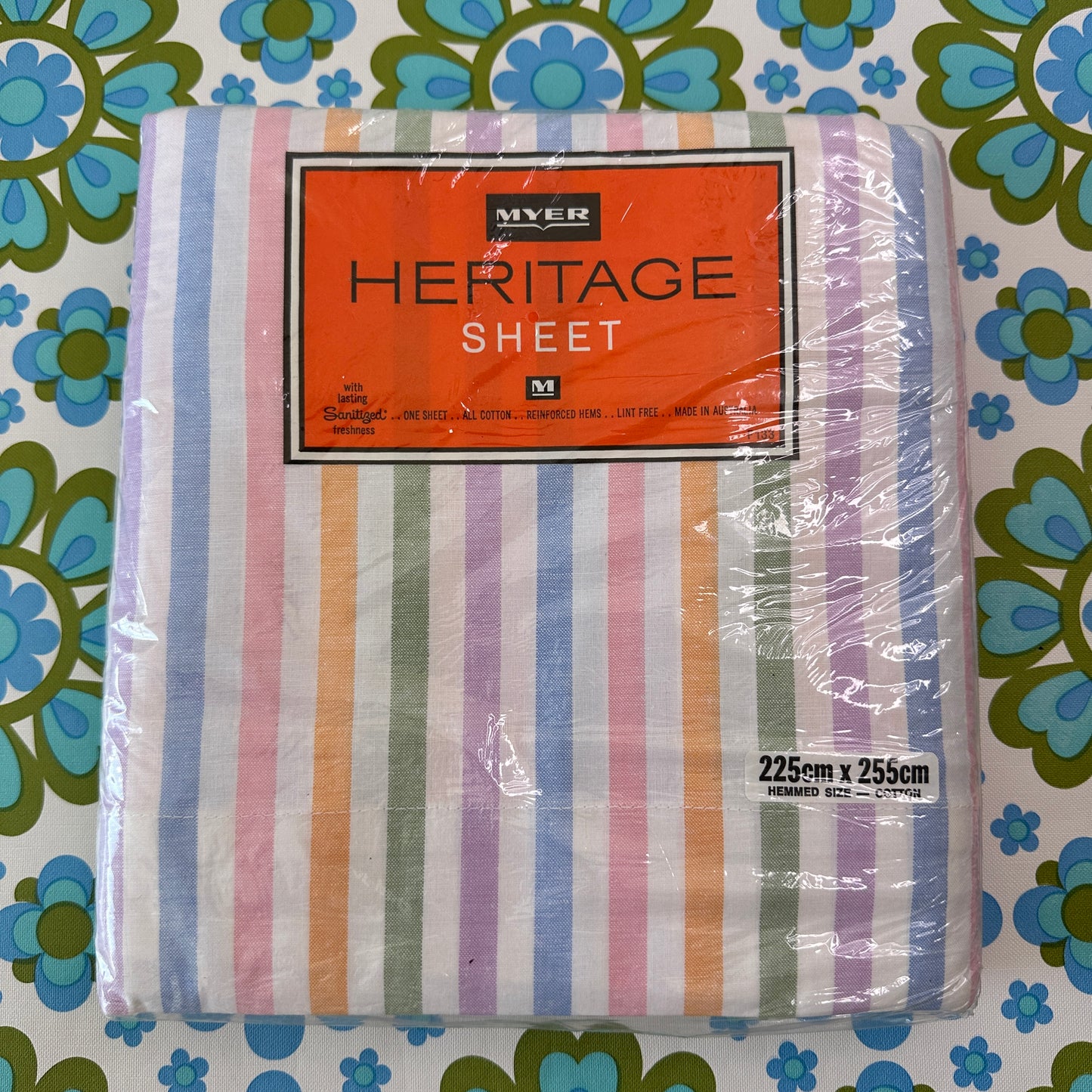 MYER Heritage Sheet One RETRO Candy Stripe COTTON