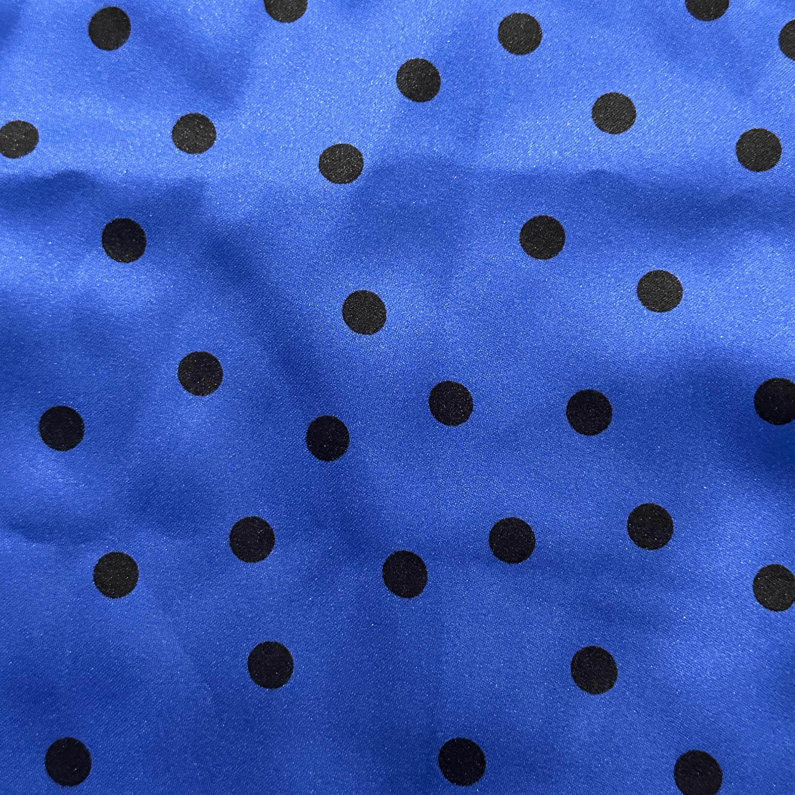 290cms Vintage Nylon Blue Polka Dot Fabric