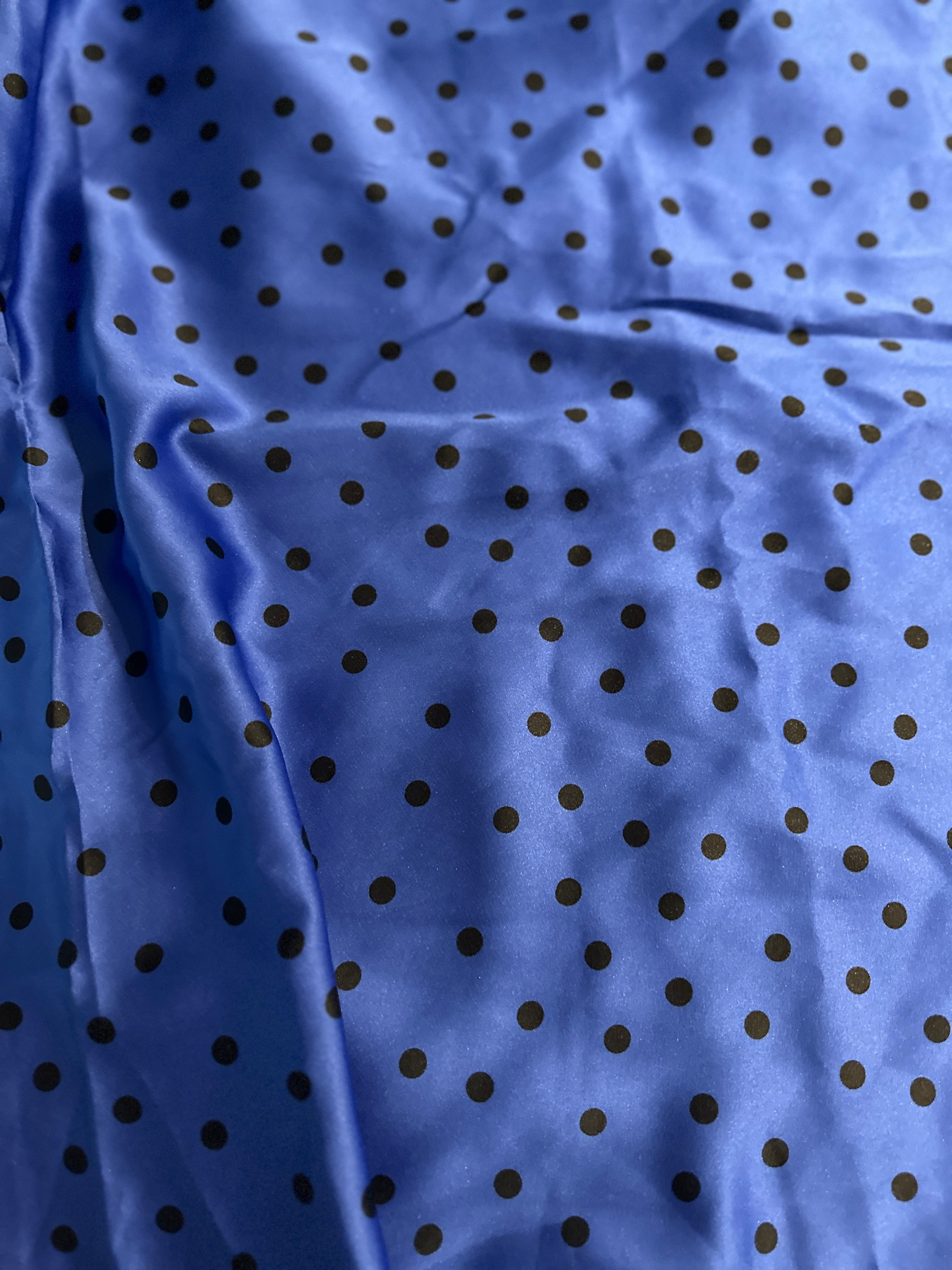 290cms Vintage Nylon Blue Polka Dot Fabric