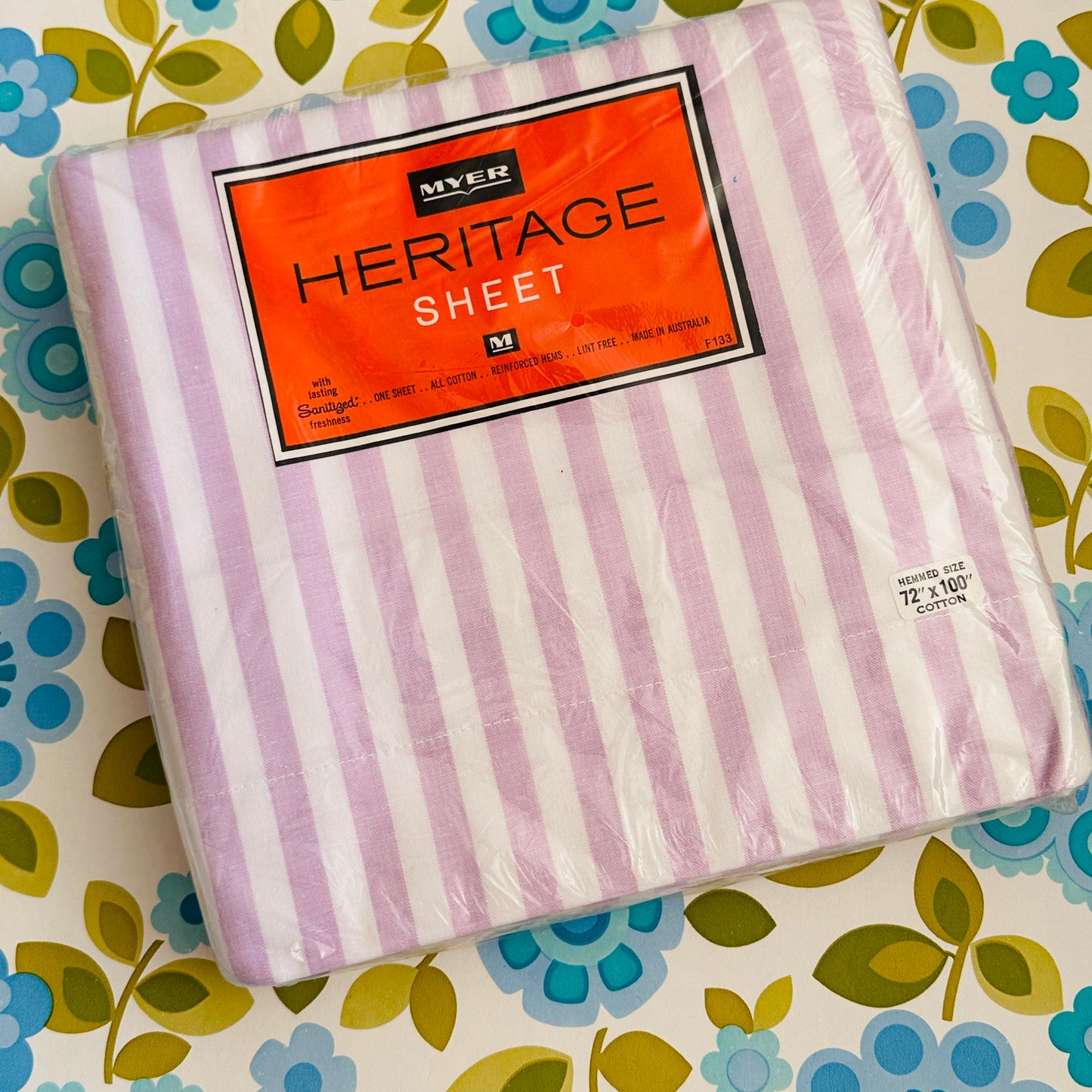 MYER Heritage Made in Australia Stripe Flat Sheet RETRO