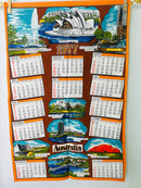 Vintage 1977 Australia Calendar Tea Towel | Souvenir Linen | Australian Landmarks