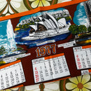 Vintage 1977 Australia Calendar Tea Towel | Souvenir Linen | Australian Landmarks