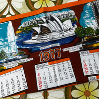 Vintage 1977 Australia Calendar Tea Towel | Souvenir Linen | Australian Landmarks