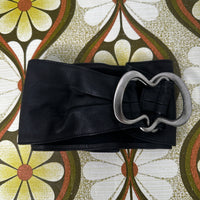 Vintage Wide Black Waist Belt | 10cm Wide | Approx. 106cm