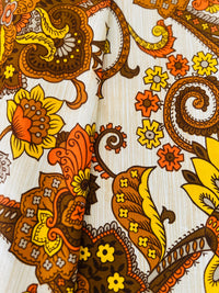 Vintage 1970s Cotton Fabric | Paisley Floral | 120cm x 230cm