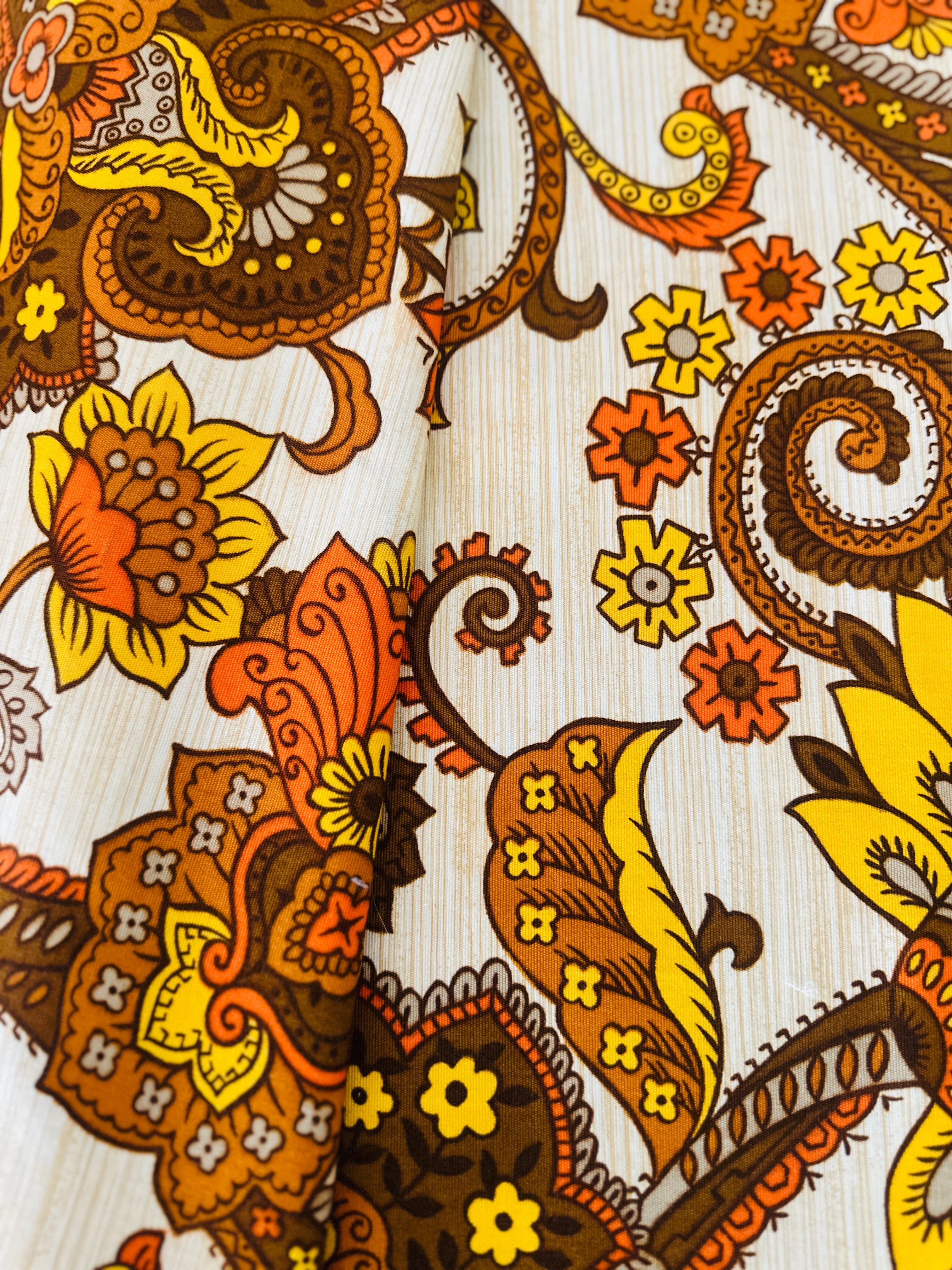 Vintage 1970s Cotton Fabric | Paisley Floral | 120cm x 230cm
