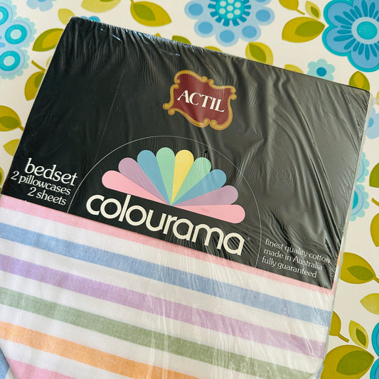 ACTIL Retro Colourama Sheet SET Pillow Cases Flat Sheets