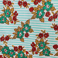 QUILTING All Cotton Pretty Green Floral Stripes Fabric Feed Sack