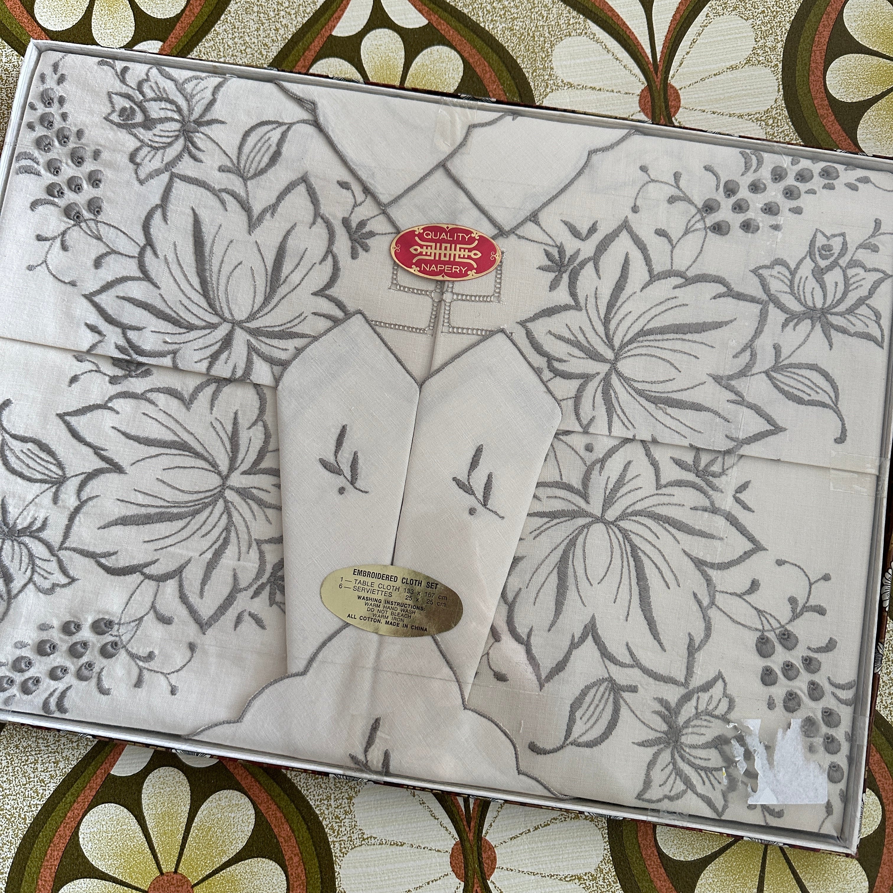 Embroidered All Cotton Tablecloth BOXED