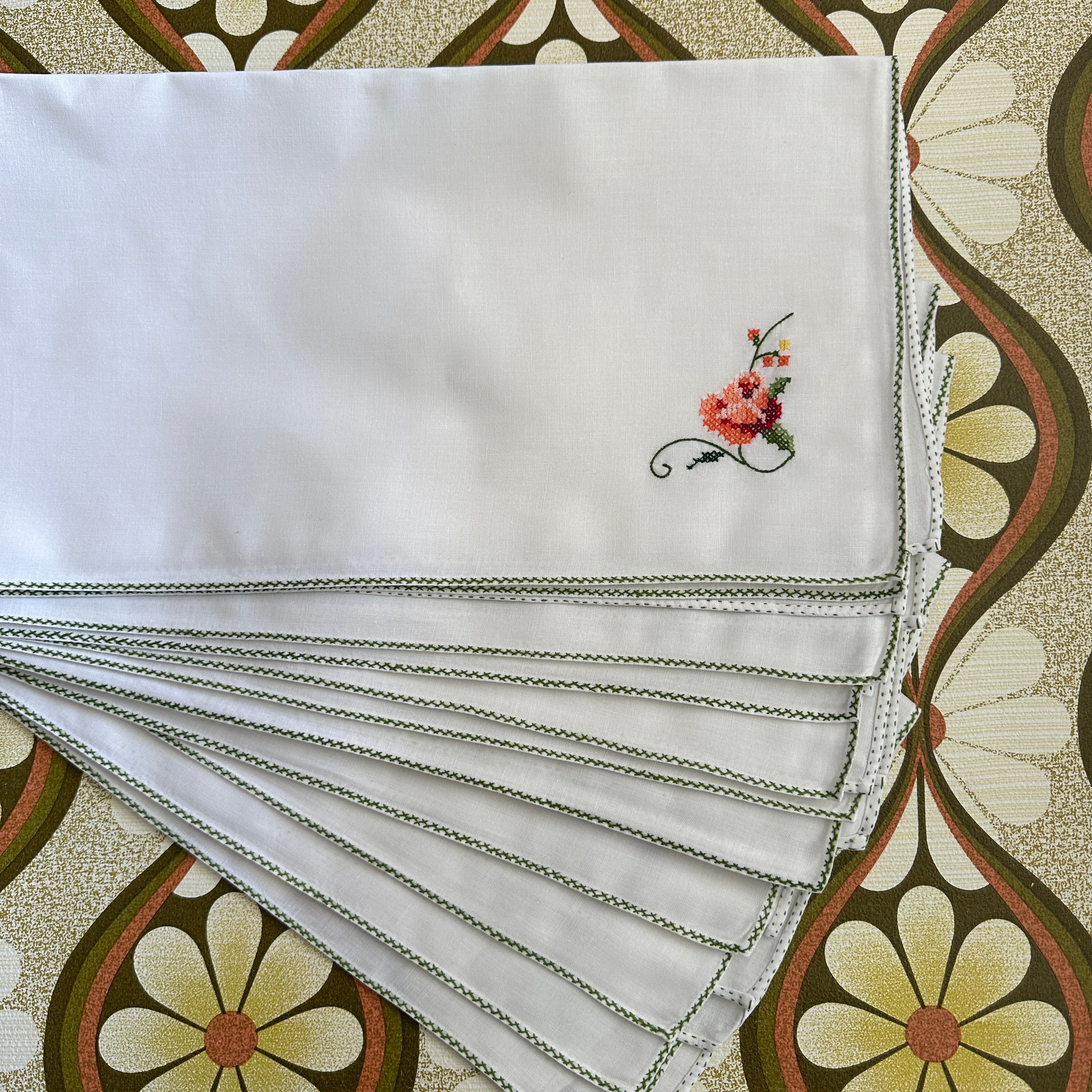 New Embroidered NAPKINS 100% Cotton TWELVE