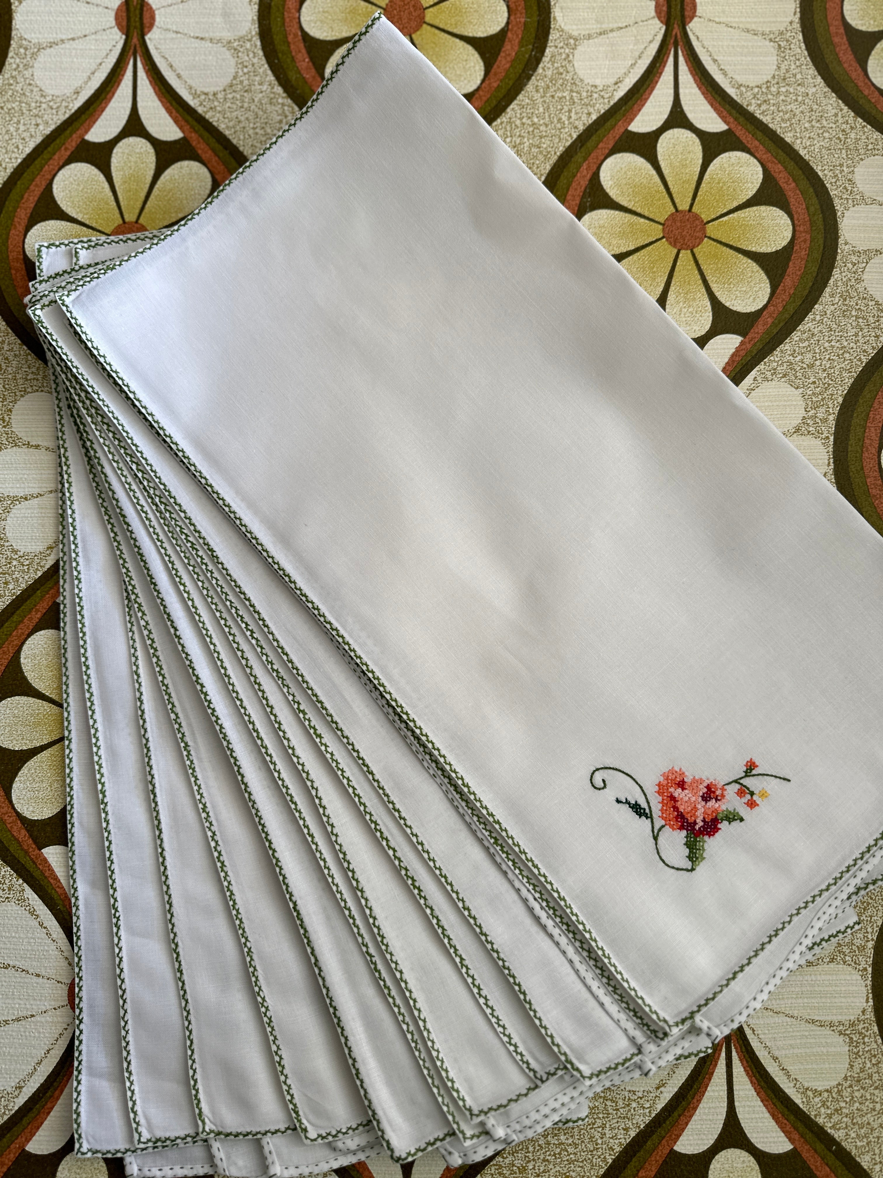 New Embroidered NAPKINS 100% Cotton TWELVE