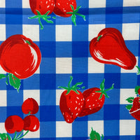 110cms QUILTING All Cotton Blue & Red Fruit Fabric Feed Sack