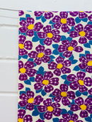 90cms QUILTING All Cotton Purple & Yellow FLORAL Fabric Feed Sack