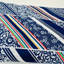 160cms Vintage Blue Stripes & Floral Fabric Cotton