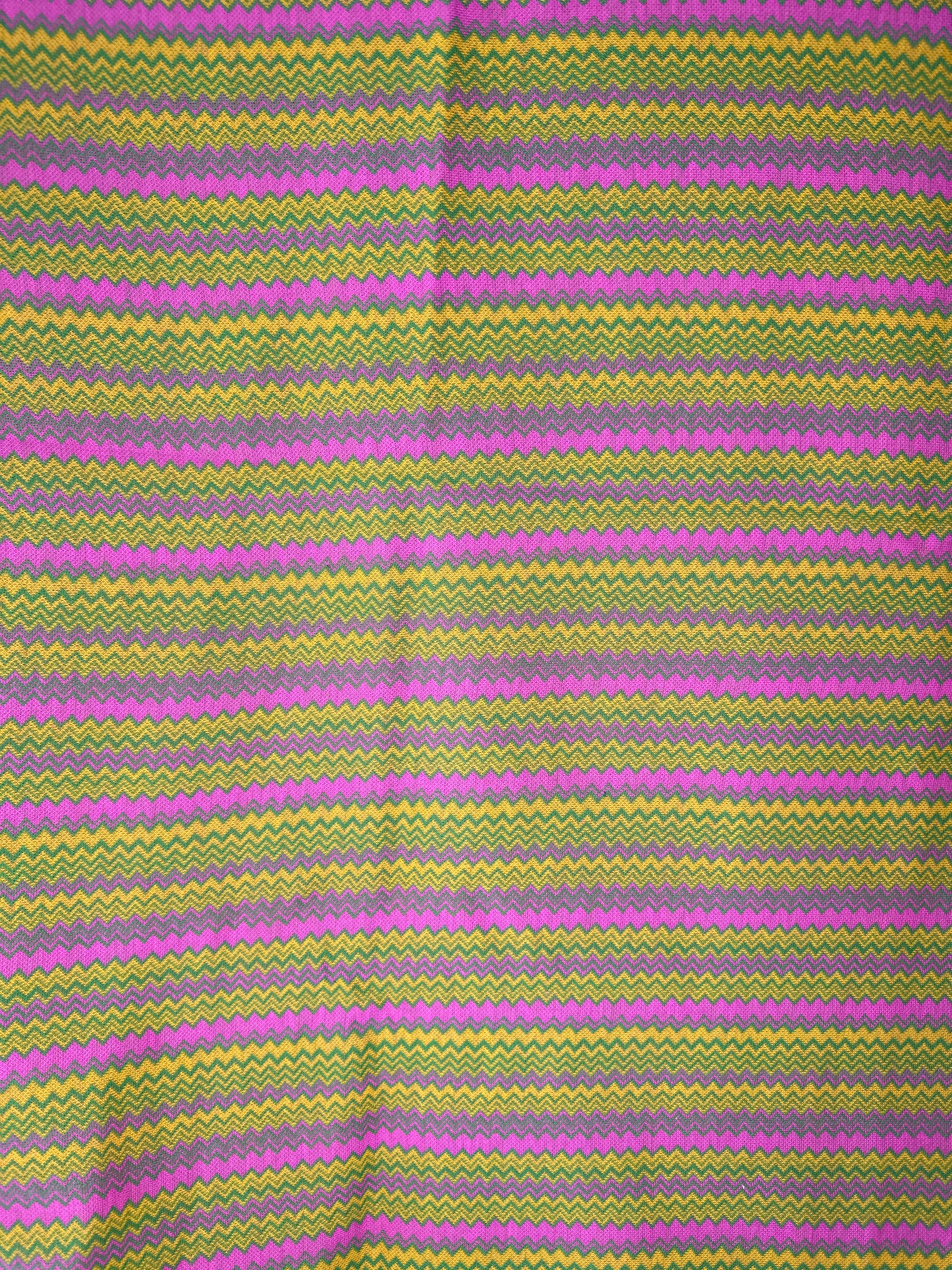 160cms Vintage RETRO Crimplene FABRIC Bright Multi Colour