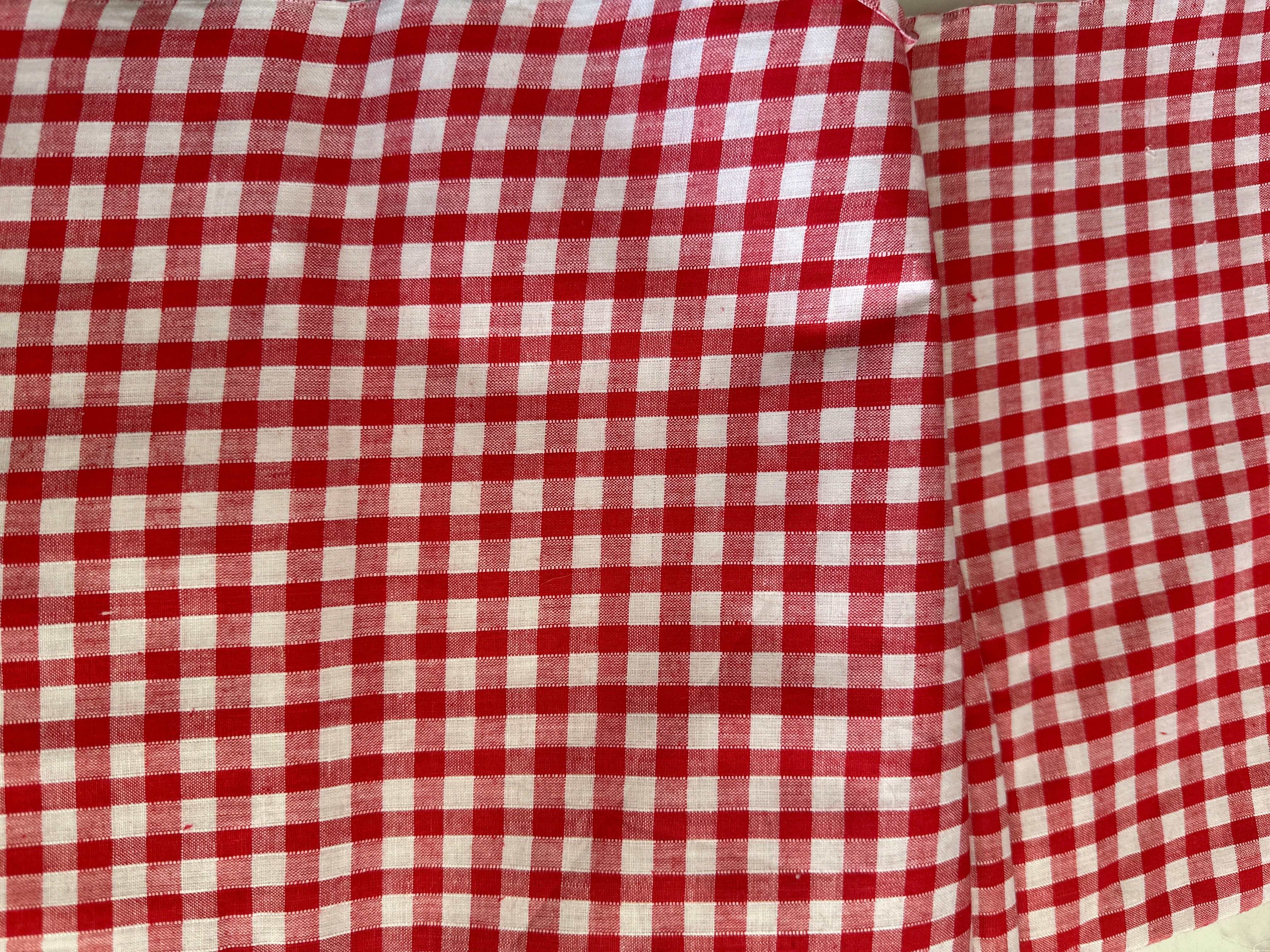 220cms Vintage Cotton Gingham FABRIC RED