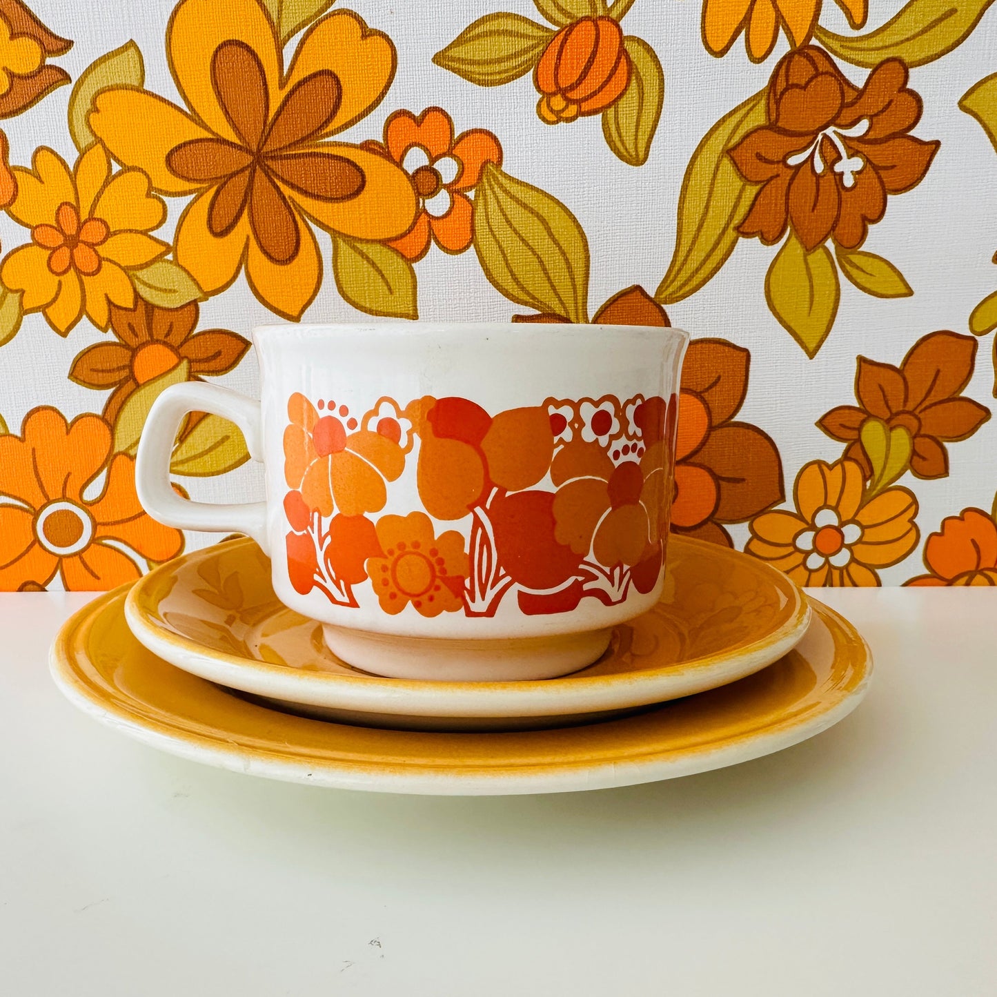 # 4  Mid Century Staffordshire Cup & Saucer Set Ironstone