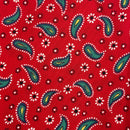 200cms Red Paisley Nylon FABRIC Vintage