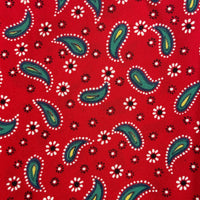 200cms Red Paisley Nylon FABRIC Vintage