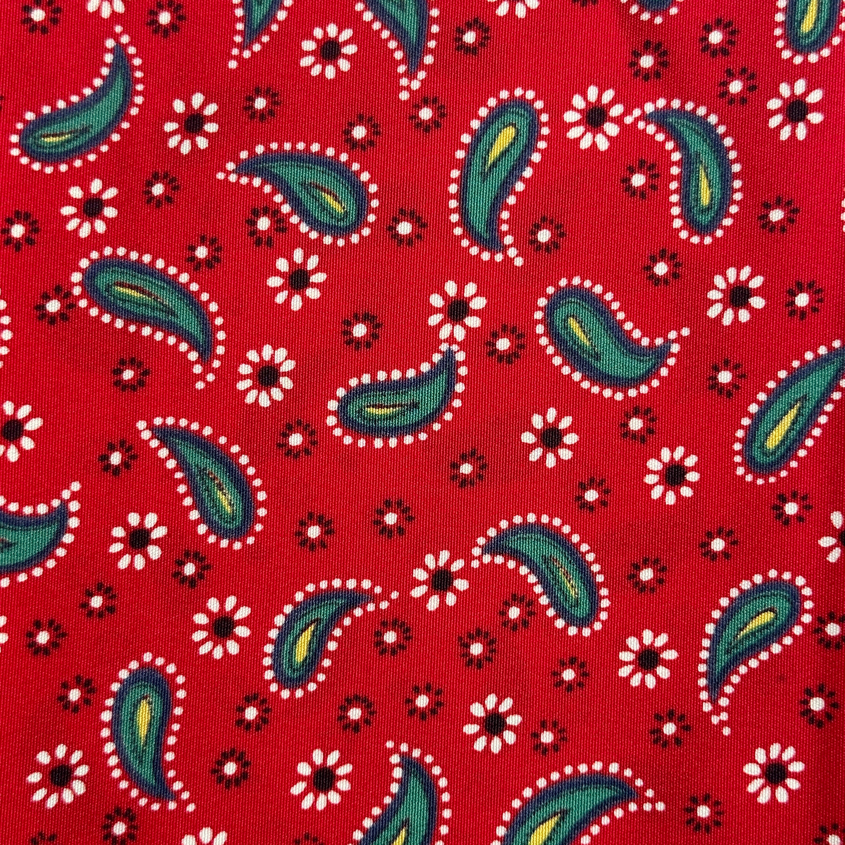 200cms Red Paisley Nylon FABRIC Vintage