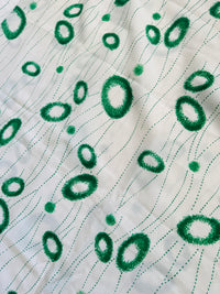 155cms Vintage Green & White Nylon Fabric